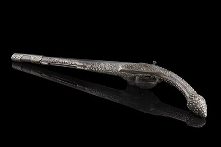 Pistola in pietra focaia, Impero Ottomano, inizio del secolo XIX. Nella caratte