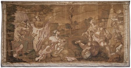 Arazzo del secolo XIX realizzato con la tecnica "succo d'erba" su tela di lino