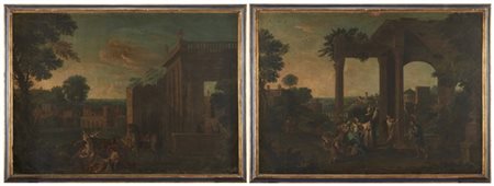 Scuola del secolo XVIII

Miracoli di San Vincenzo Ferrer
Coppia di dipinti a ol