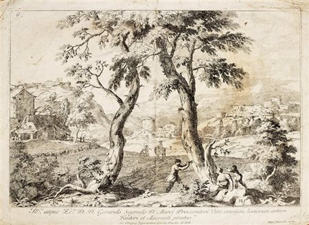 Lotto composto da:

Marco Ricci "Paesaggio con città sullo sfondo e figure in p