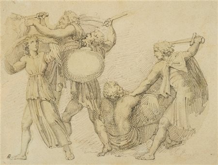 Giovanni Carnovali Scena di battaglia
matita nera su carta mm 118x164
firmato in