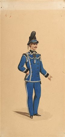 Dodici studi di costumi teatrali di misure differenti di cui uno firmato da Lui