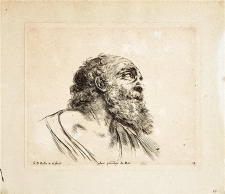 Stefano Della Bella Studio per testa virile
acquaforte all'impronta mm 127x147 i