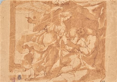 Lotto composto da:

un disegno a penna, inchiostro bruno e acquarello della fin