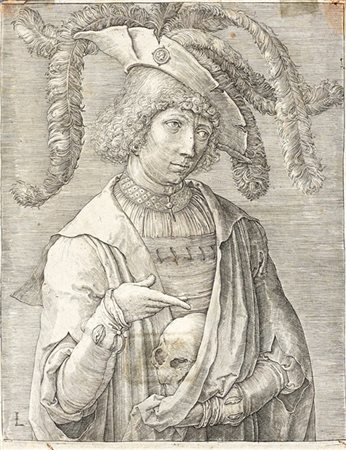 Lucas van Leyden (Leida 1494-1533)
Ritratto di giovane con teschio
, filigrana