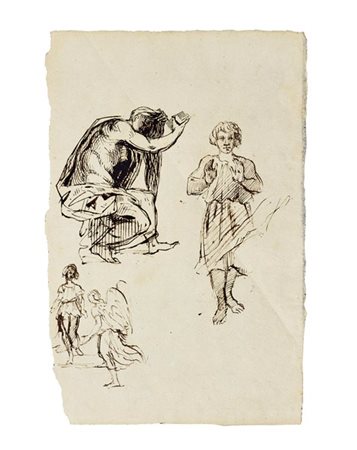 Eugene Delacroix Cinque disegni di tecniche e misure differenti raffiguranti stu