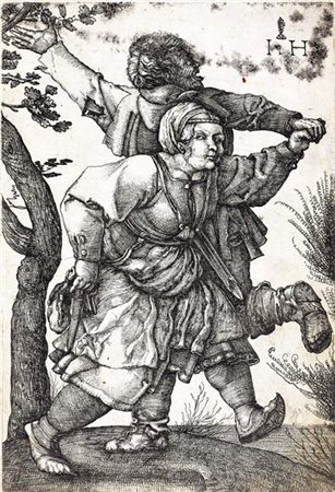 Hieronymus Hopfer Danza paesana
acquaforte, da Albrecht Durer mm 230x158
(difett