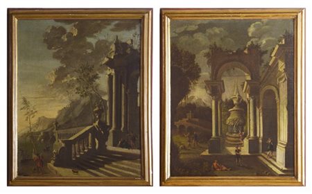 Scuola napoletana del secolo XVIII

Capricci architettonici con figure
Coppia d