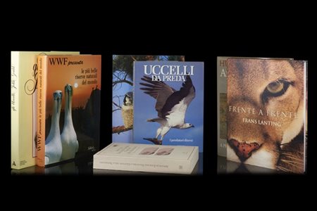 [CACCIA] Lotto di sette volumi prevalentemente inerenti l'ornitologia (difetti)