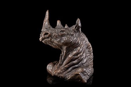 Ignoto del secolo XX "Rinoceronte" scultura in bronzo (h. cm 20)