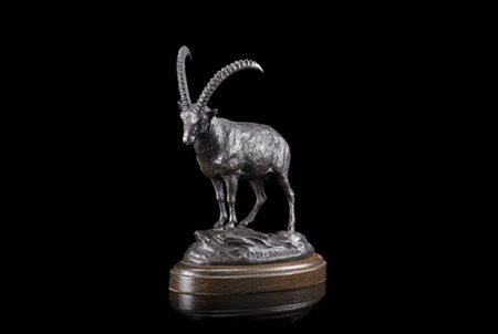 Josechu Lalanda (1939-2015) "Stambecco" 1987, scultura in bronzo numerata 19/10