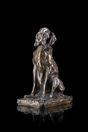 Da Paolo Troubetzkoy "Cane in riposo" scultura in bronzo (h. cm 25) firmata all