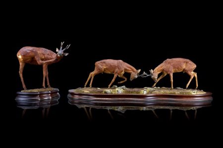 Arte scozzese, secolo XX "Capriolo" e "Lotta fra caprioli" due gruppi in resina