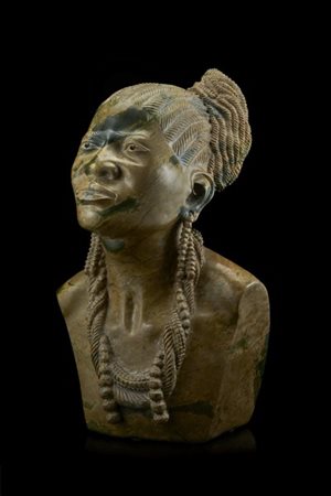 Arte africana "figura tribale" scultura in marmo (h. cm 50)