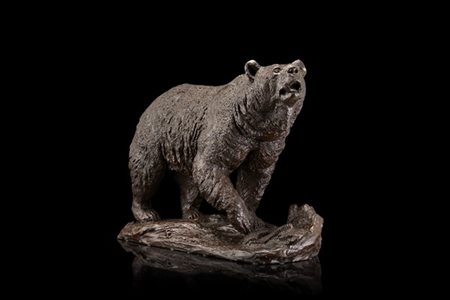 Firma indecifrata "Orso" 1876, scultura in bronzo (cm 43x35) (lievi difetti) fi