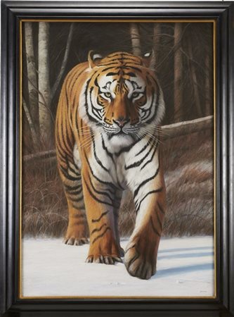 Gary Stinton "Tigre siberiana" pastelli colorati su carta (cm 137x97) firmato i