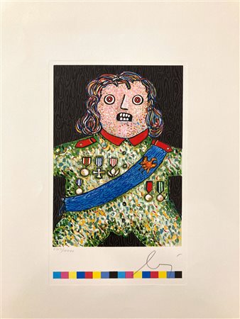 Enrico Baj IL PICCOLO GENERALE serigrafia, cm 42x30; es. 2.717/10.000 firma,...