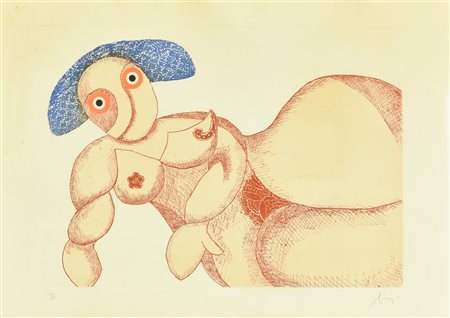 Enrico Baj NUDO acquatinta, cm 38,5x54, su foglio cm 50x70; es. 84/85 firma e...