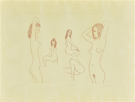 Giulio Turcato LE PARRUCCHE acquaforte-acquatinta, cm 32x44, su foglio, cm...