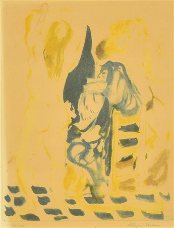 Aligi Sassu LA RUFFIANA acquatinta, cm 33x25, su foglio cm 59x41; es. 98/110...