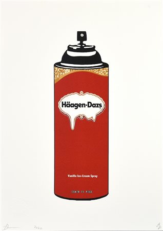 NYC DEATH HAAGEN-DAZS SPRAY serigrafia, cm 45x32; es. A.P. firma, data e...