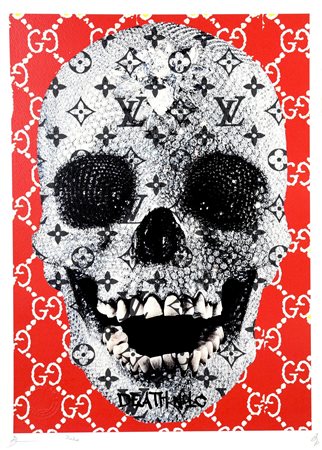 NYC DEATH GUCCI & DAMIEN HIRST SKULL serigrafia, cm 45x32; es. A.P. firma,...