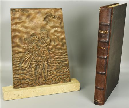 Pericle Fazzini ENEIDE bronzo, marmo e volume, cm 51x35x5,5; es. 207/1.250...