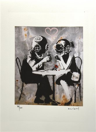 Da Banksy THINK TANK eliografia su carta Arches, cm 38x28,5; es. 84/300 firma...