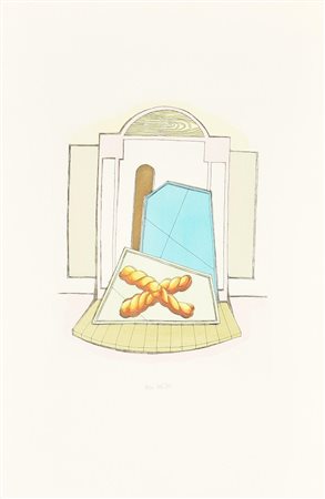 Lucio Del Pezzo COMPOSIZIONE VIII acquaforte, cm 31,5x24, su foglio cm 57x38;...