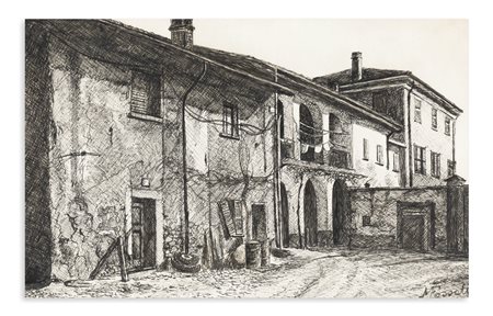 MARIO FOSSATI (1918-1999) - Brianza. Valle Guidino. Cortili, 1988