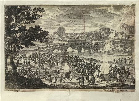 Pierre  Mariette (1603-1647)  - Ponte attraversato da cavalleria armata, XVII/XVIII secolo