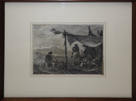 Donne, uomini e bambini in accampamento, XVII  secolo