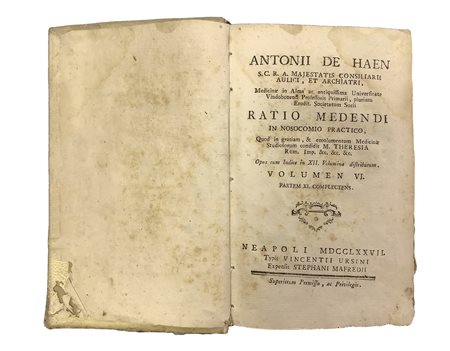 Antonii De Haen (L'Aia  08.12.1704-Vienna 05.09.1776)  - Ratio Medendi in nosocomio practico volumen VI, 1777