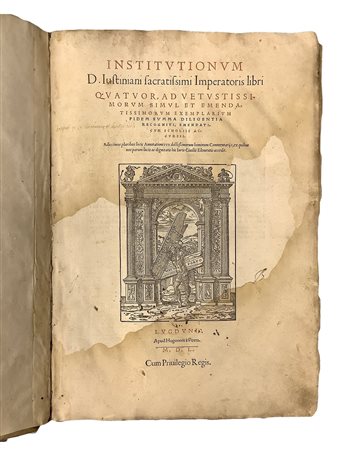 Hugues  de la Porte - Corpus Iuris Civilis, di Iustiniani Sacratissimi Imperatoris: Istitutionum, 1550
