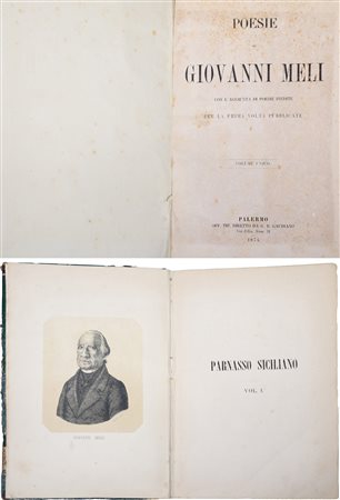 Giovanni Meli (Palermo 1740-Palermo 1815)  - Coppia libri Poesie di Giovanni Meli, 1874