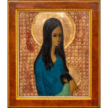 JEF WAUTERS, Maternità, Tecnica mista su tela