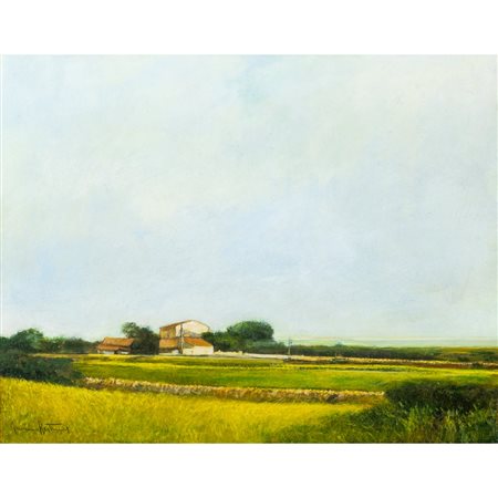 FRANCESCO BERTRAND, Paesaggio, Olio su tavola