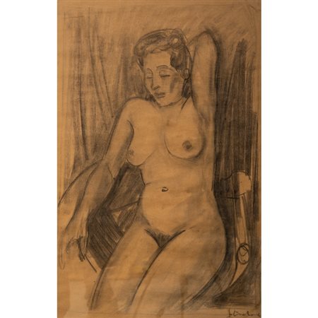 GIOVANNI STRADONE, Nudo seduto, Carboncino su cartone