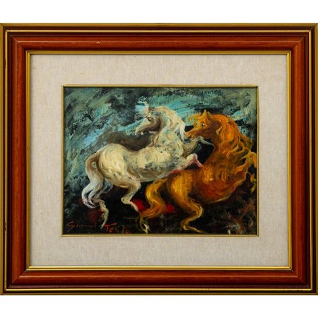 GIANNI TESTA, Cavalli, Olio su tela