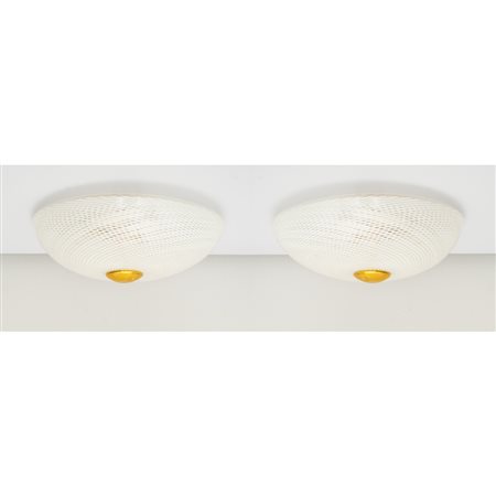 VENINI, Coppia di lampade da soffitto