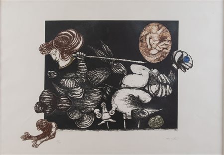 LUCIANO DE VITA (Ancona 1929 - Bologna 1992) "Senza titolo". Litografia su...