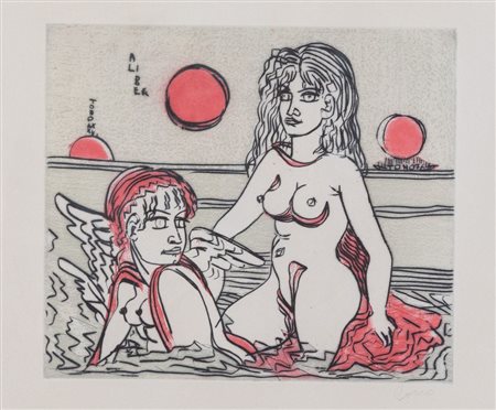 TONO ZANCANARO (Padova 1906 - 1985) "Senza titolo". Litografia a colori su...