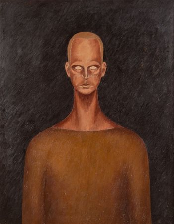 MARIO LEON (1942-2019) "Ritratto di fronte". Olio su tela. Cm 90x70. Opera...