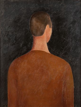 MARIO LEON (1942-2019) "Ritratto di spalle". Olio su tela. Cm 83x65. Opera...