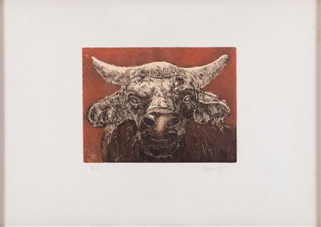 R. MARTELLI (XX) "Toro". Litografia a colori a colori su carta. Lastra: cm...