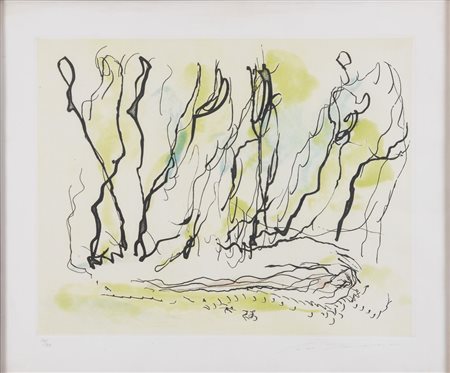 ERNESTO TRECCANI (Milano 1920 - 2009) "Senza titolo". Litografia a colori su...