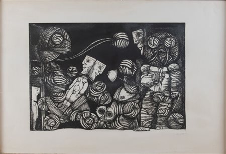 LUCIANO DE VITA (Ancona 1929 - Bologna 1992) "Senza titolo". Litografia a...