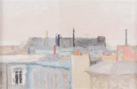 GIUSEPPE GAGLIARDI (Bologna 1902 - 2005) “Tetti di Bologna”. Olio su tela. Cm...