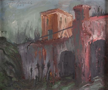 GIORGIO MASCALCHI (Bologna 1935 - Forlì 2010) "Paesaggio", 1963. Olio su...
