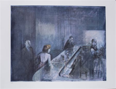 ALBERTO SUGHI (Cesena 1928 - Bologna 2012) "Senza titolo". Litografia a...